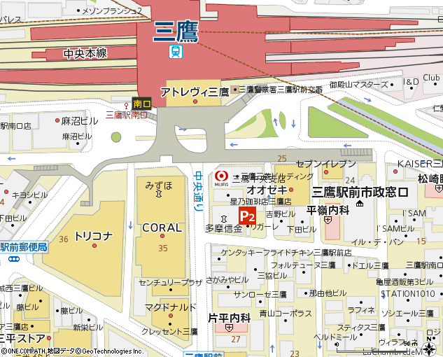 三鷹中央支店付近の地図